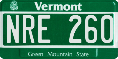 VT license plate NRE260