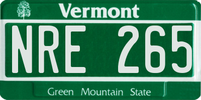 VT license plate NRE265