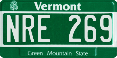 VT license plate NRE269