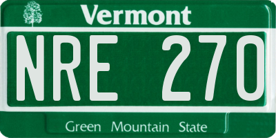 VT license plate NRE270