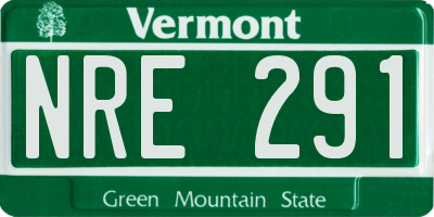 VT license plate NRE291