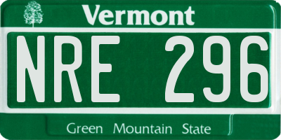 VT license plate NRE296
