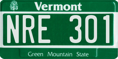 VT license plate NRE301