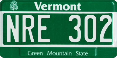 VT license plate NRE302
