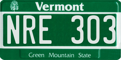 VT license plate NRE303