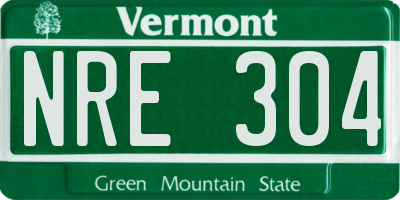 VT license plate NRE304
