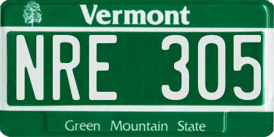 VT license plate NRE305
