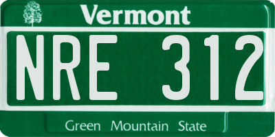 VT license plate NRE312