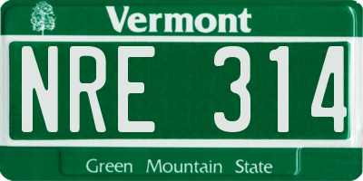 VT license plate NRE314