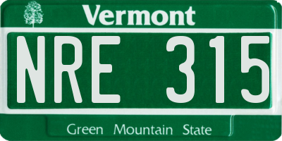 VT license plate NRE315