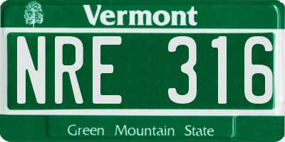 VT license plate NRE316