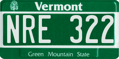 VT license plate NRE322