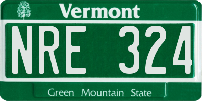 VT license plate NRE324