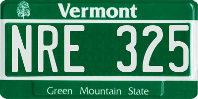 VT license plate NRE325