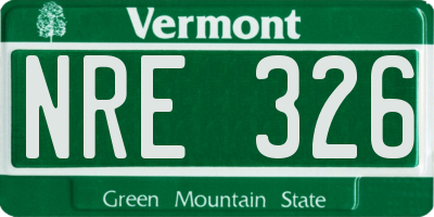 VT license plate NRE326