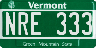VT license plate NRE333