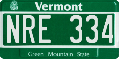VT license plate NRE334
