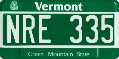 VT license plate NRE335