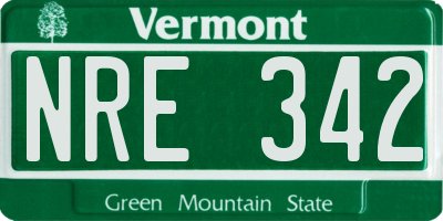 VT license plate NRE342