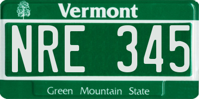 VT license plate NRE345