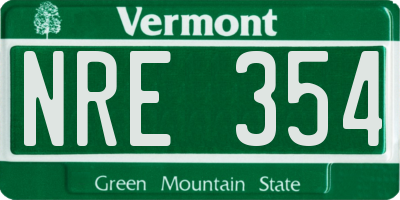 VT license plate NRE354