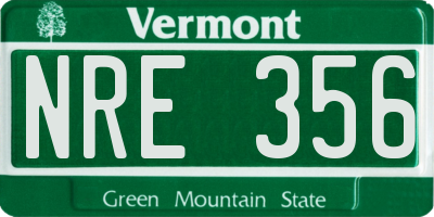 VT license plate NRE356