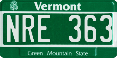 VT license plate NRE363