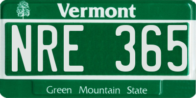 VT license plate NRE365