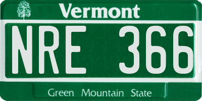 VT license plate NRE366