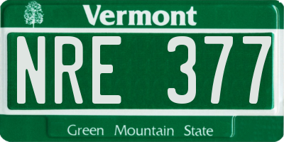 VT license plate NRE377