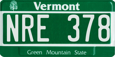 VT license plate NRE378