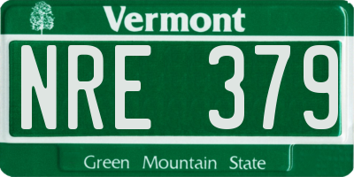 VT license plate NRE379