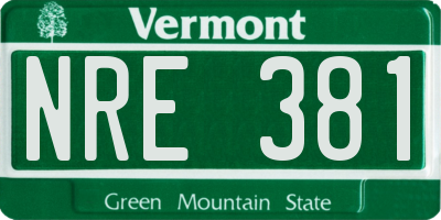 VT license plate NRE381