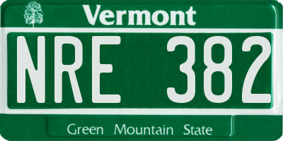 VT license plate NRE382