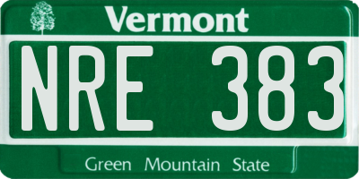 VT license plate NRE383