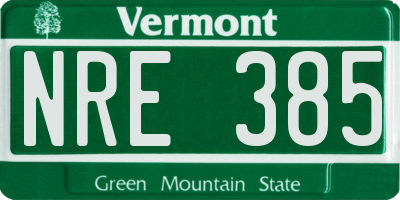 VT license plate NRE385