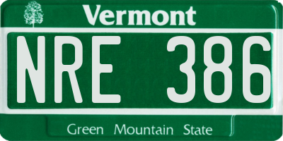 VT license plate NRE386