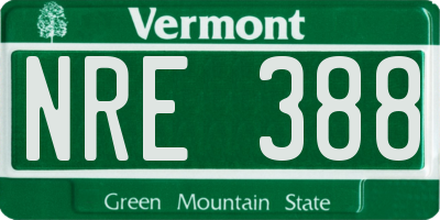 VT license plate NRE388