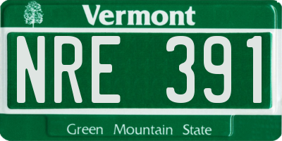 VT license plate NRE391