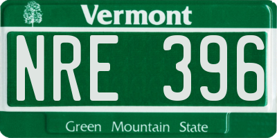 VT license plate NRE396