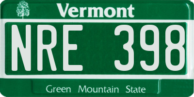 VT license plate NRE398