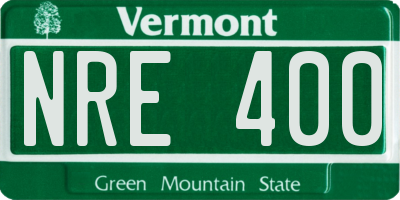 VT license plate NRE400