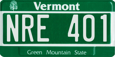 VT license plate NRE401