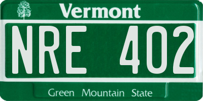 VT license plate NRE402