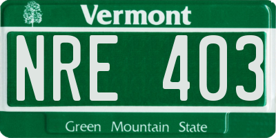 VT license plate NRE403