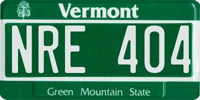 VT license plate NRE404