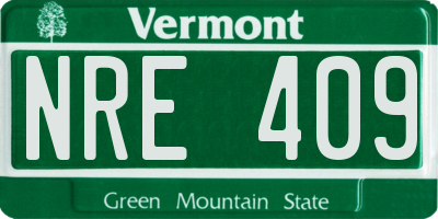 VT license plate NRE409