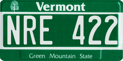VT license plate NRE422