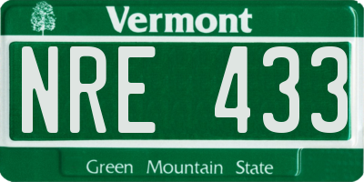 VT license plate NRE433
