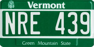 VT license plate NRE439